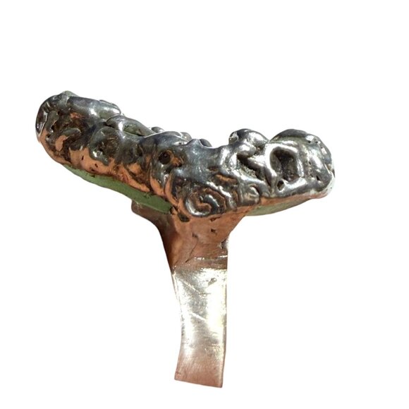 Heart Shaped Sea Glass Ring Artisan Crafted W/ Upcycled Spoon Bowl Band Sz 7.5 - Picture 7 of 14